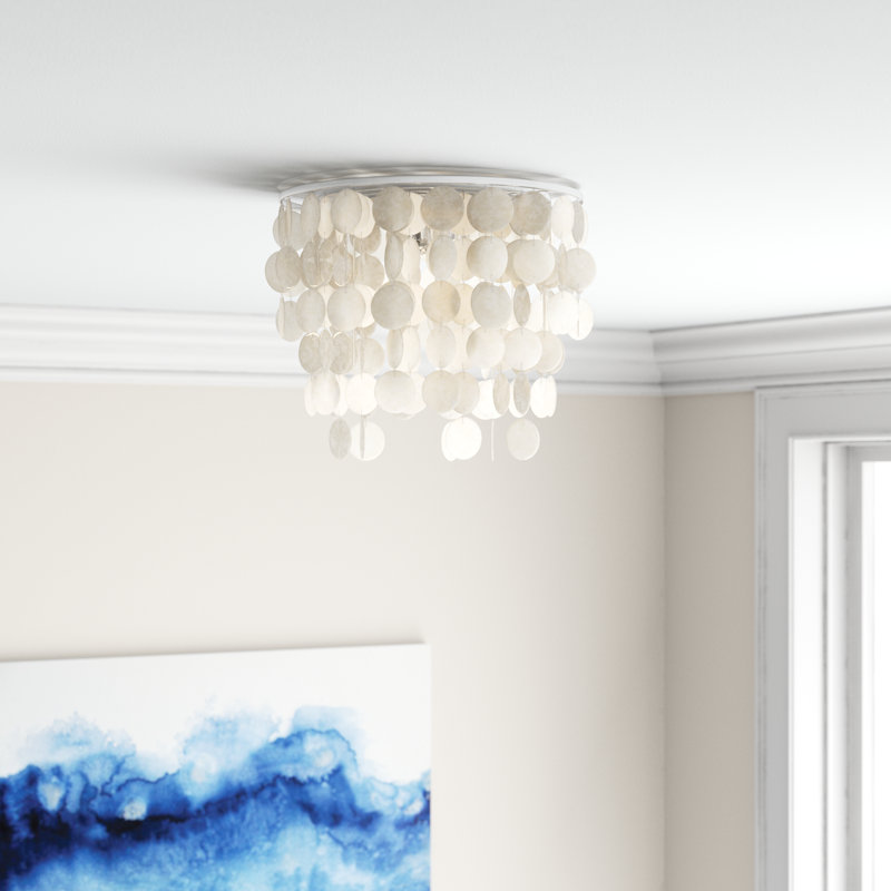 Icarus Unique/Statement Tiered Flush Mount, Satin Nickel, 3 Lights, 13.5" H x 16" W x 16" D