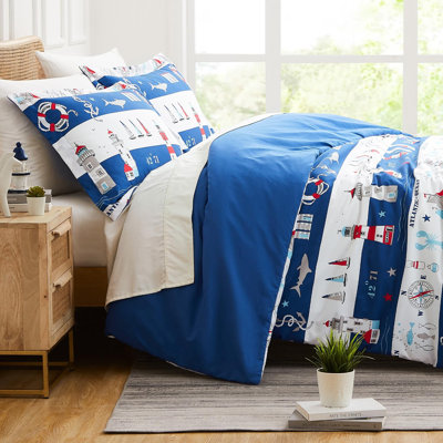 Ensemble de couette réversible surdimensionné 3 pièces Southshore Fine Linens Atlantic Blue King/California King, 1 couette et 2 taies d'oreiller King, en microfibre ultra douce