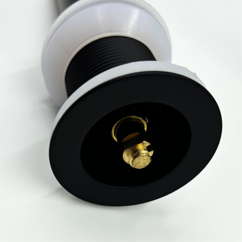 Robinet pour salle de bain à poignée simple avec bec cascade et bonde escamotable, acier inoxydable noir mat, débit doux, installation rapide pour les éviers sans trop-plein