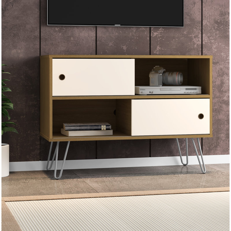 Meuble télé Beatrix pour téléviseur de 43 po ou moins, Cannelle / blanc cassé