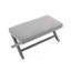 Double banc Comfort recouvert de tissu de velours, tabouret avec pieds élégants en X, coussin confortable avec passepoil, velours gris clair-912649841