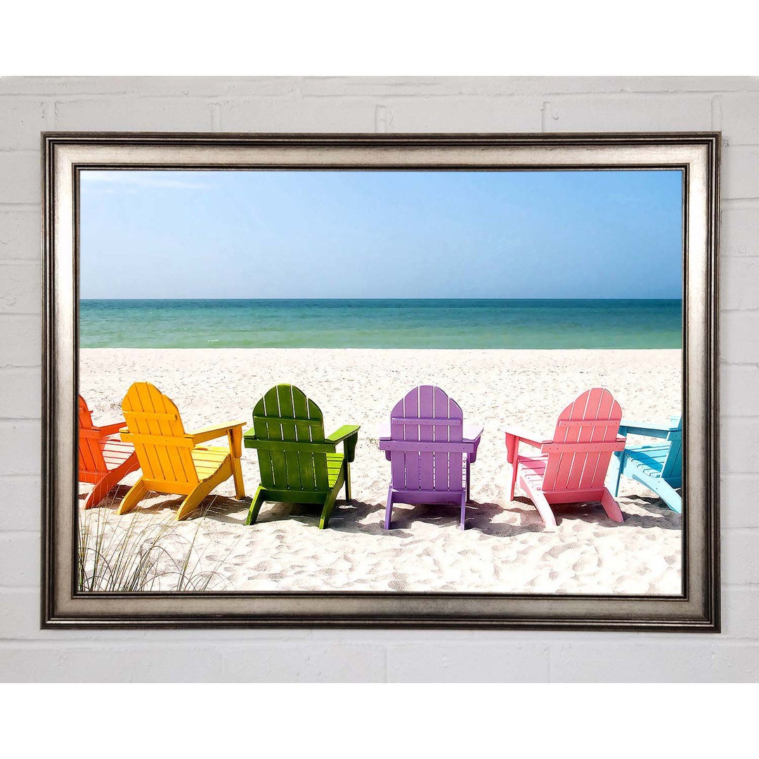 Gerahmtes Wandbild Beach Chairs Line-Up