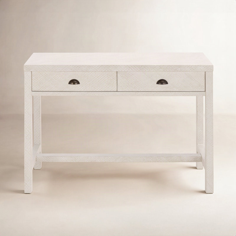 Bureau enveloppant à 2 tiroirs Finlay, Blanc