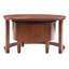Table basse gigogne ronde avec tiroir cannelé rétro, noir et noyer bicolore, et aspect fonctionnel attrayant