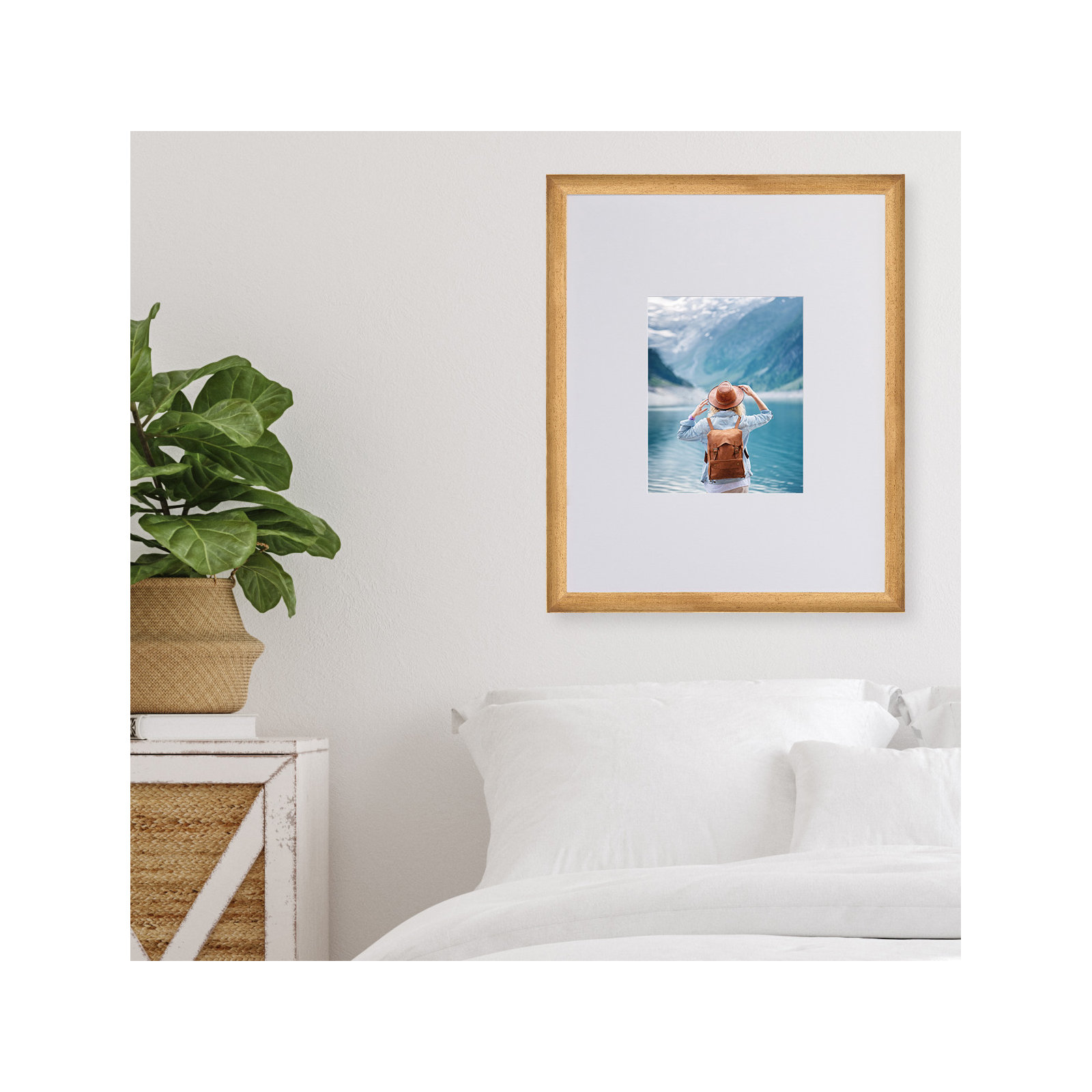 Kesia Wood Picture Frame with Mat, Natural, 4" x 6"