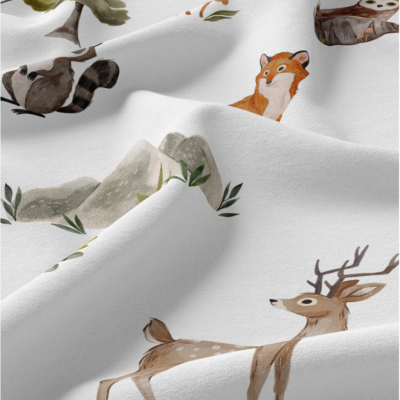Watercolor Woodland Forest Animals Brushed Microfiber 3pc Queen Sheet Set