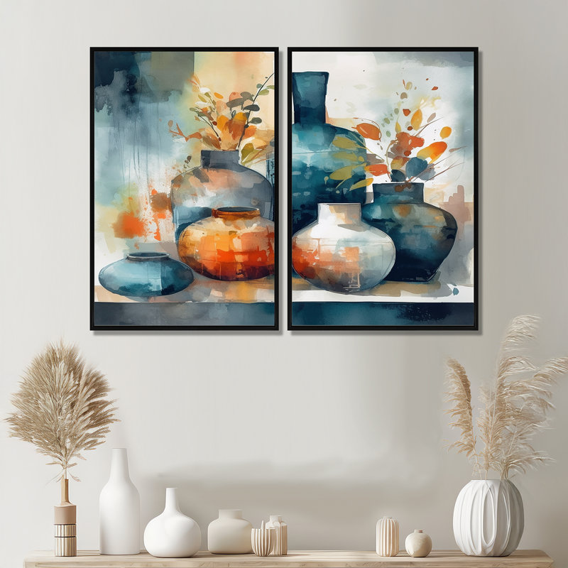 Gerhart - art mural traditionnel jaune, Black, 36" H x 48" W, Impression encadrée flottante