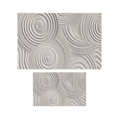 Luxury Bathmat Set (2 Pieces), Gray, 19.7 x 23.6 inches & 23.6 x 39.4 inches | 100% Polyester, 650 g/m², 0.2-inch Pile Height | Non-Slip Dot Base, Machine Washable at 30°F | Soft, Durable, & Elegant for Bathroom Décor