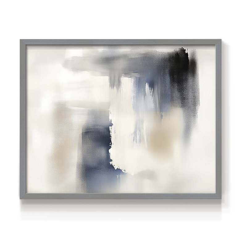 Abstract Series-CIX -Framed Print - Restickable, Grey, 16" H x 20" W