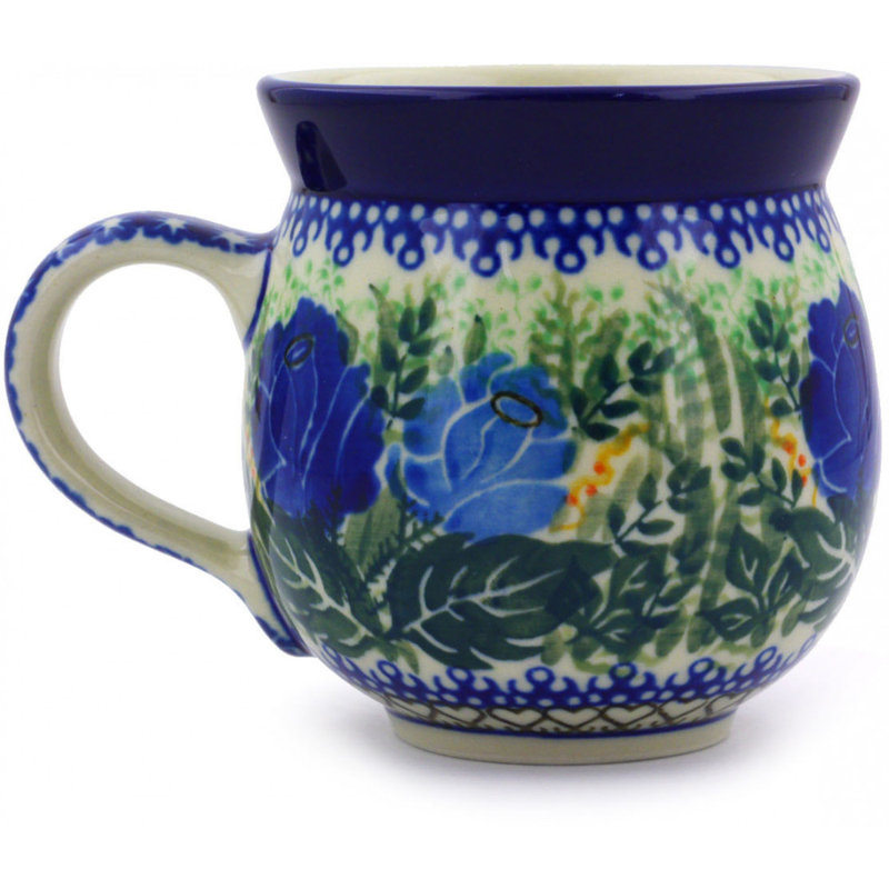 Grande tasse 12 oz en grès poli - Rose bleue brillante