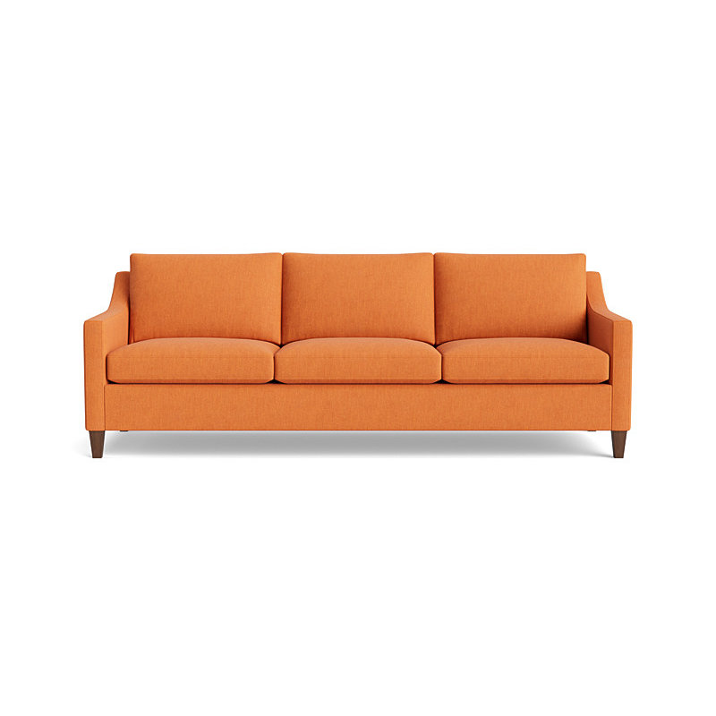 Vera Sofa (95"), Walnut Finish (Angled), Performance Weave - Carrot