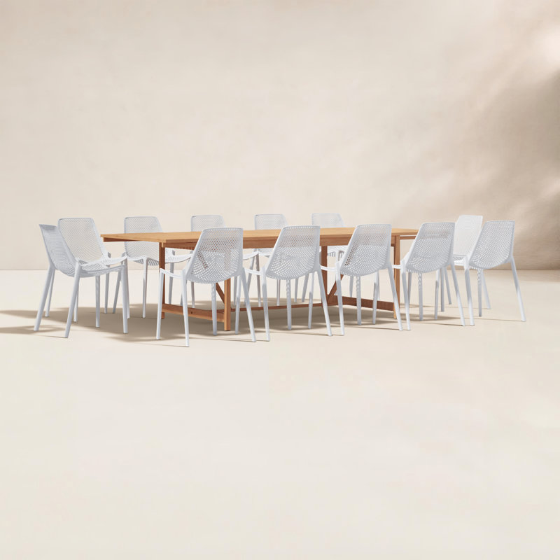 Ensemble de salle à manger rectangulaire pour 12 personnes 118 po Askey, Bois clair