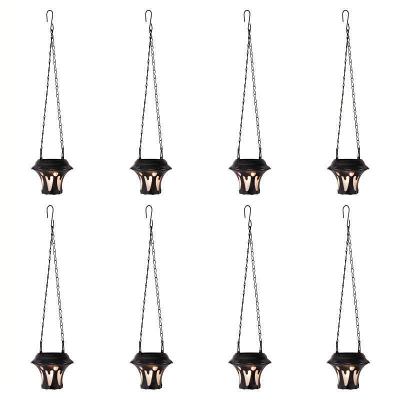  Solar Flame Metal Hanging Lanterns (Set Of 8)