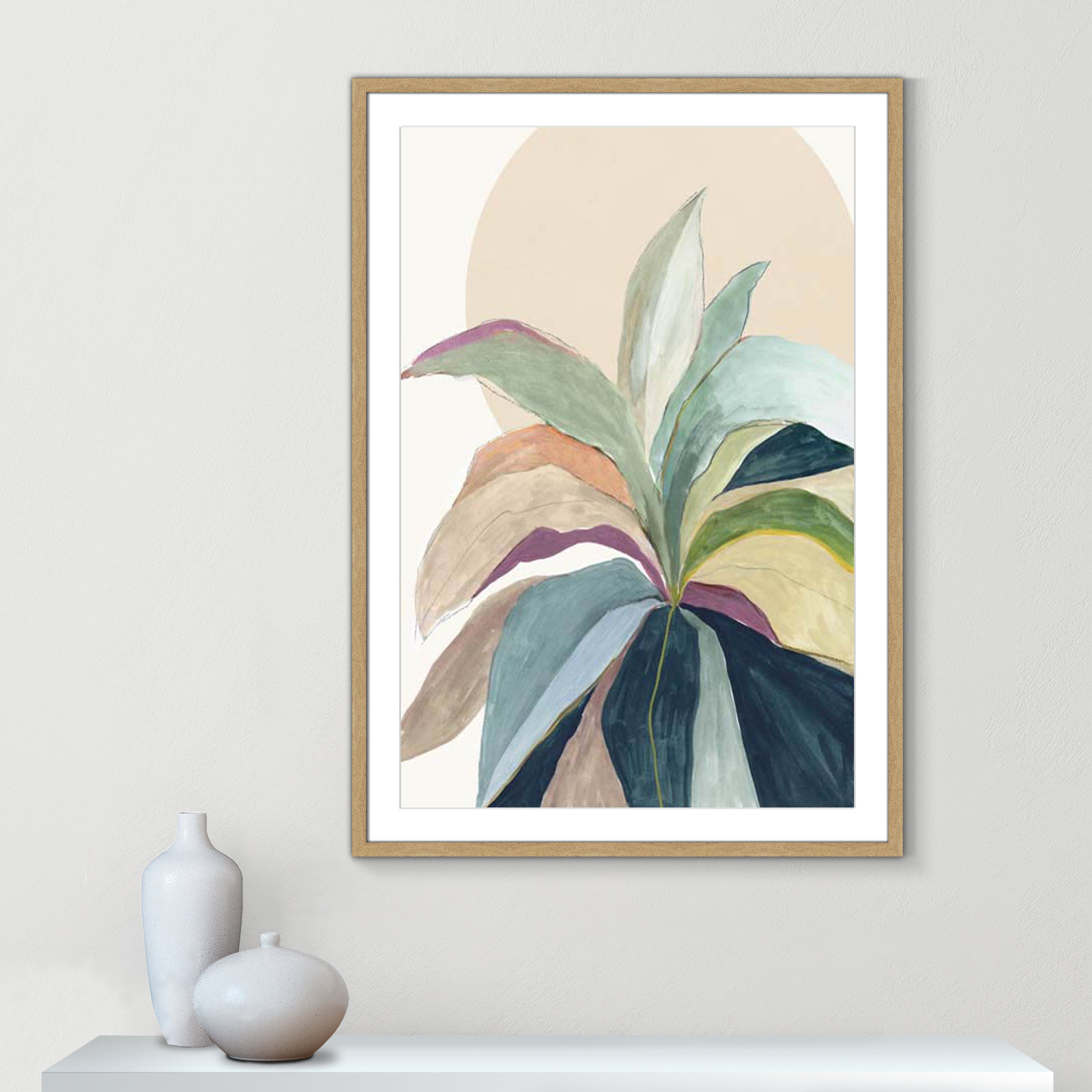 Sherbrooke Sunny Bright Leaves II by Asia Jensen Print, Natural Woodgrain Single Picture Frame, No Mat