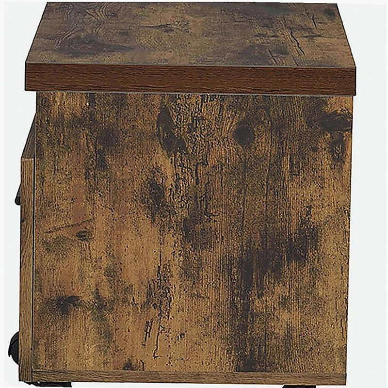 Weathered Oak and Black 1-Drawer File Cabinet