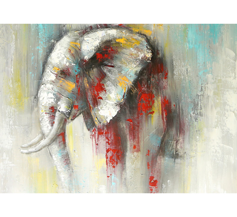 Abstract Paint Splash Elephant - Contemporary Animals Canvas Art