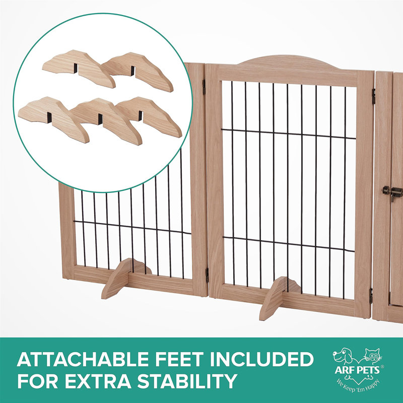 Barrières pour chien autoportantes Tucker Murphy Pet ™, extension à 6 panneaux, barrière pliable pour chien à 360 ° H 31,5 po - noyer