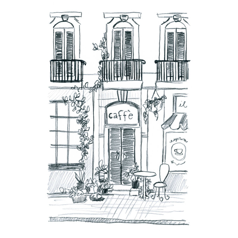 Croquis de rue italien III, H 18 po x l 12 po x P 1,25 po