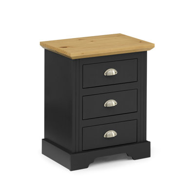 Alaska 3 Drawer Nightstand Solid Wood with a Pine Wood Top