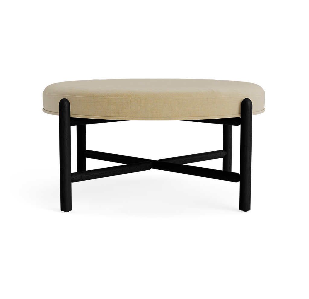 Vane 36" Round Ottoman, Black, Khaki