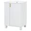 Meuble-lavabo blanc 24 po avec lavabo, porte à fermeture en douceur, structure en bois massif et tablette de rangement latérale ouverte