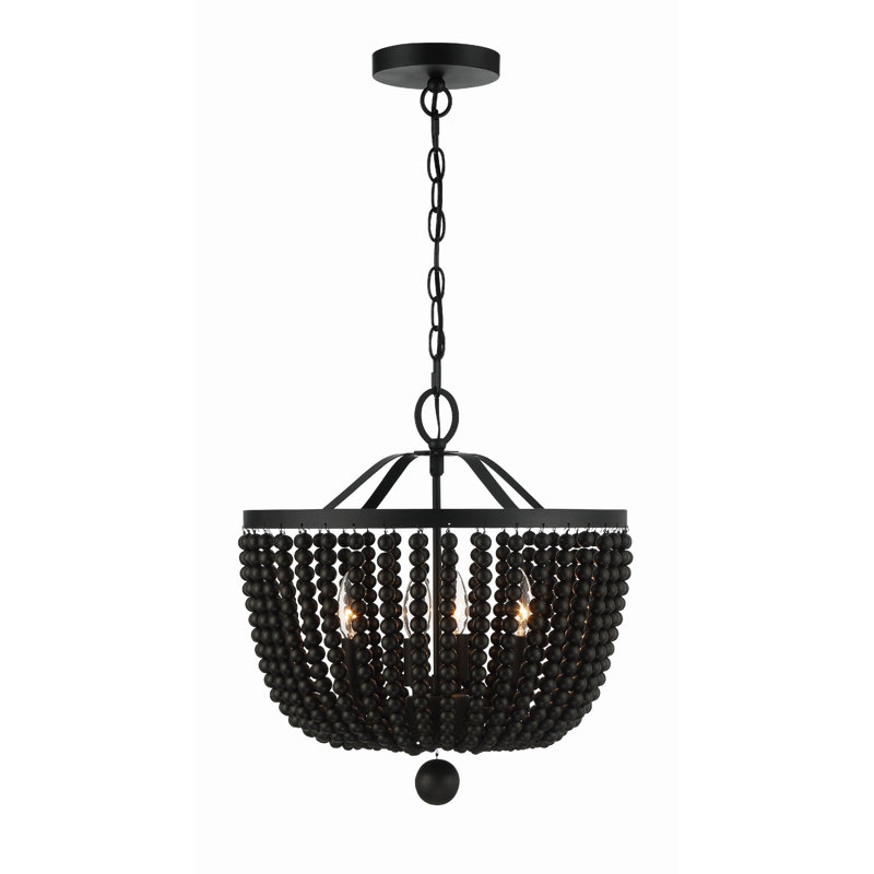 Conway Wrought Iron 4-Light Chandelier, Matte Black