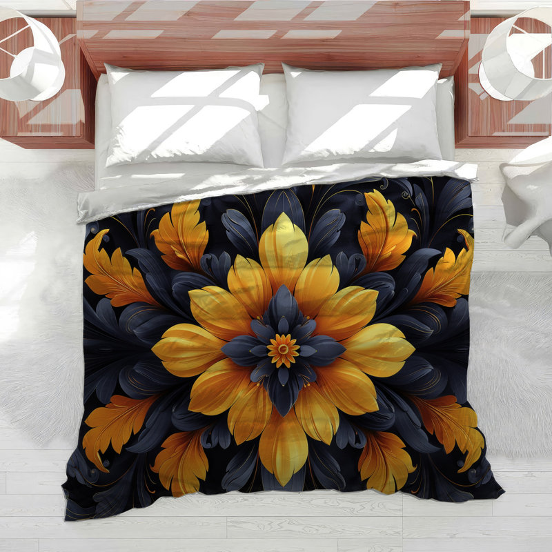 Édredon en mélange de coton à motif floral Botanical, Édredon simple