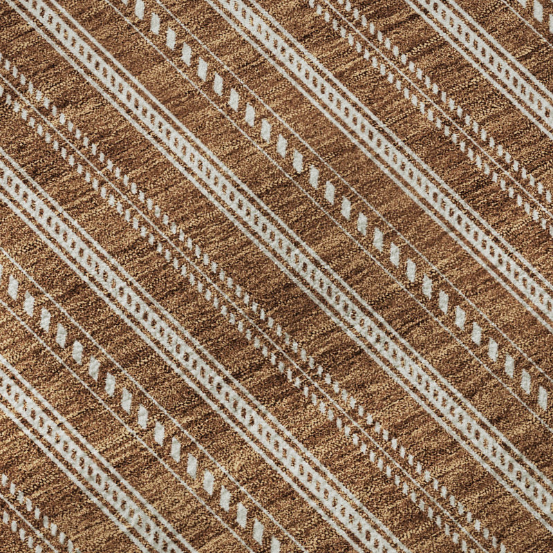 Premium Machine Washable Prisco Terracotta Rug, Round 8'