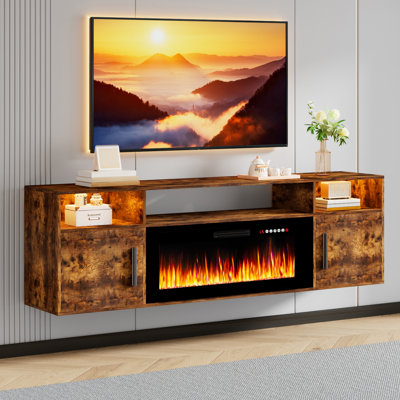 Alazik Floating TV Stand with 36" Electric Fireplace