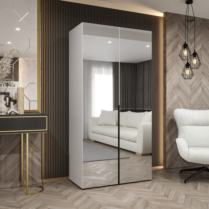Blina 2 Door Manufactured Wood Wardrobe, White