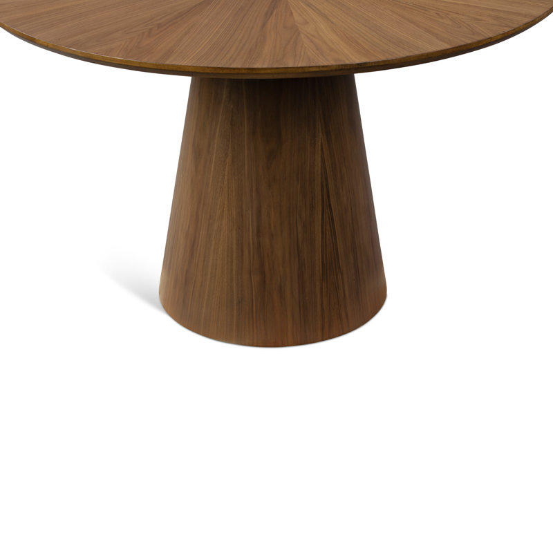 Modern Brazilian Mona Wooden Top Round Dining Table, Nogueira