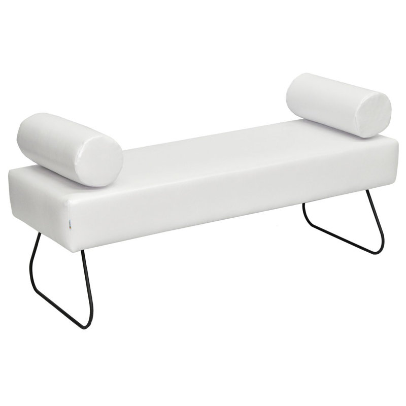 Modern Faux Leather Upholstered Bench, White