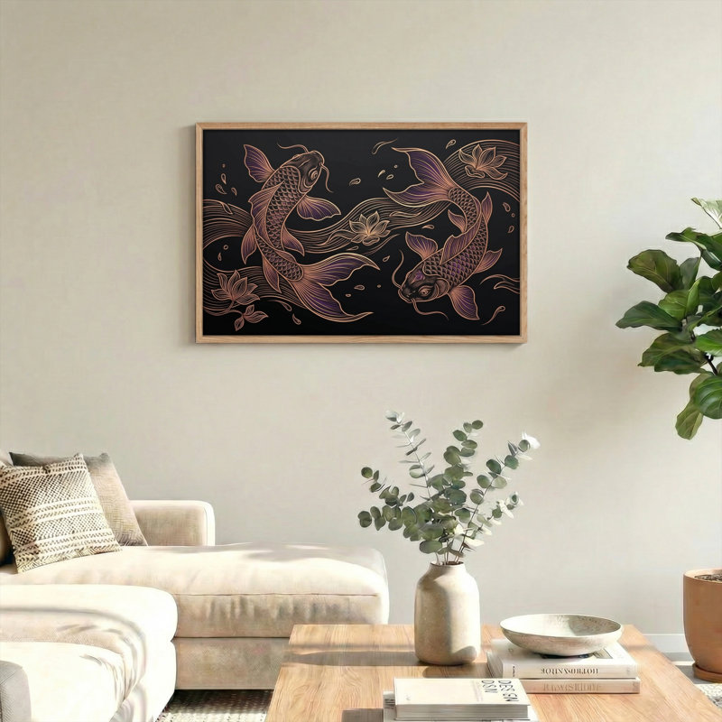 Koi Fish, reproduction d'art sur toile, ensemble de 1, Natural, 24"H x36"W