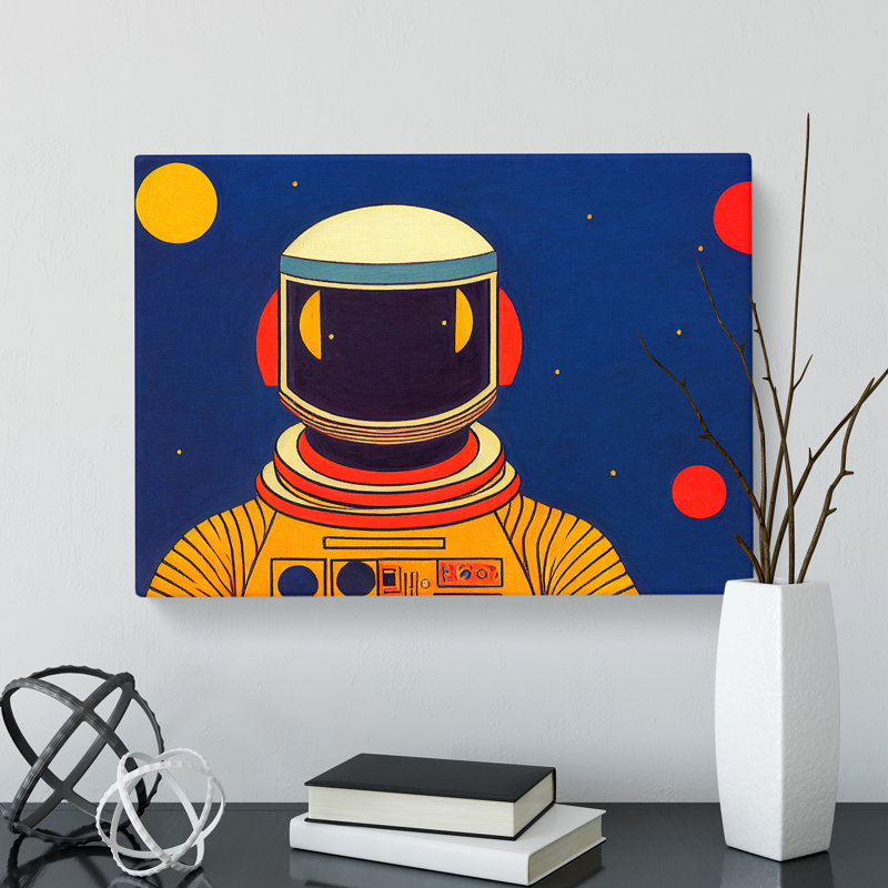 Retro Astronaut Vol.2 - Wrapped Canvas Painting, 50cm H x 76cm W x 3cm D