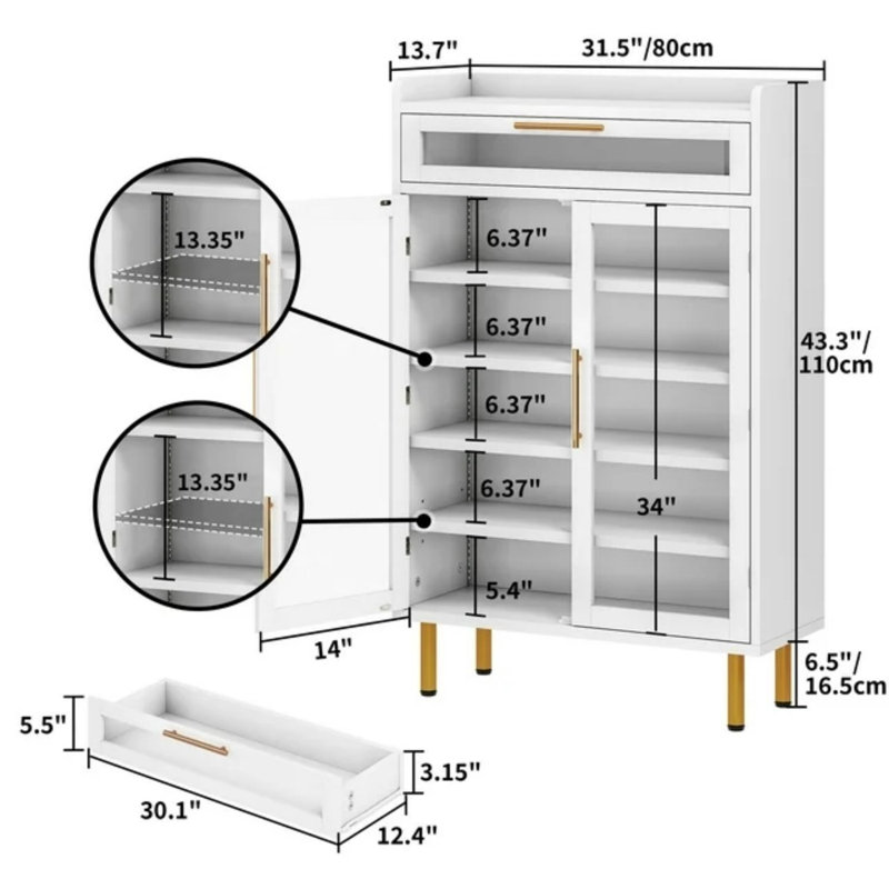 24 Pair Shoe Storage Cabinet