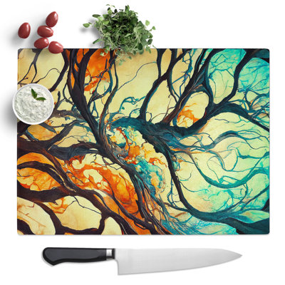 Abstract Tree Branches No.6  Glass Chopping Board