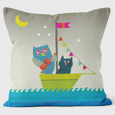 Owl and Cat Kali Stileman Cushion