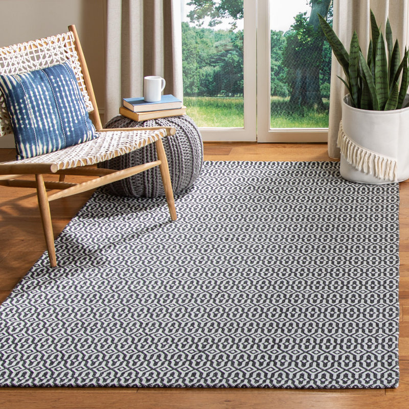 Martha Stewart Cotton Rug in Charcoal/Gray, Rectangle 5' x 7'