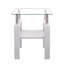 Table basse carrée en verre, ensemble de 2 tables de salon, ensemble de 2 tables de thé moderne trempé avec plateau en MDF et table de bout transparente / blanche-529655433-529655432