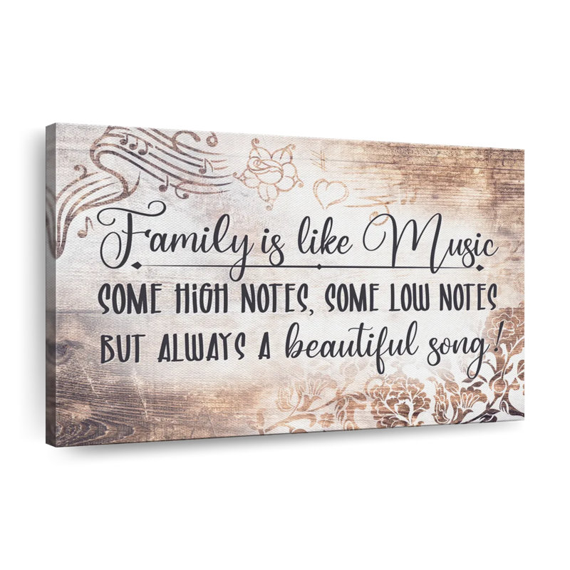 «Family Is Like Music», impression sur toile, H 20 po x l 30 po x P 1,25 po