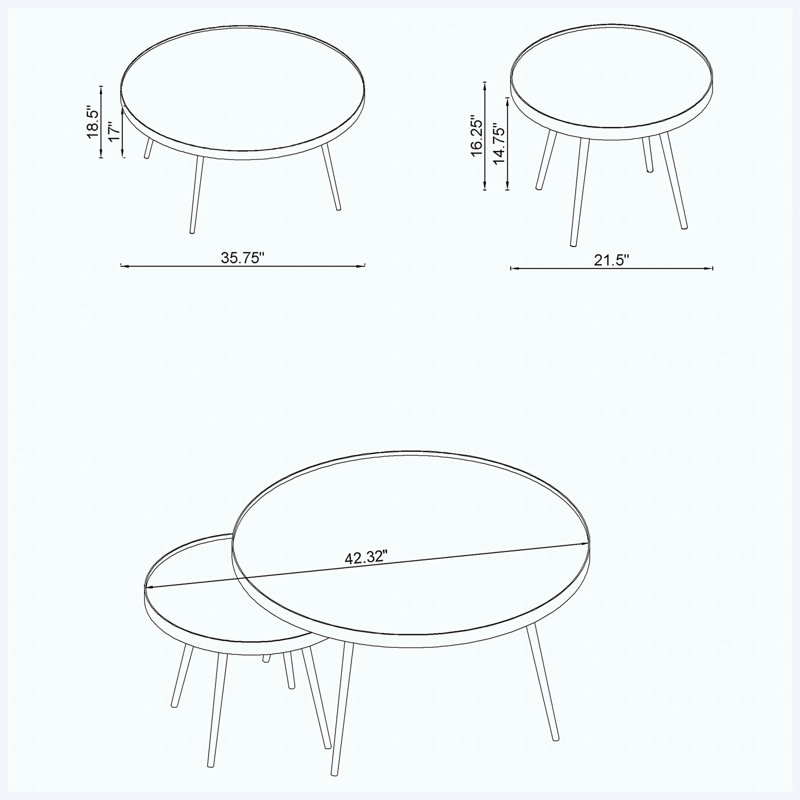 Ensemble de table basse et de bout moderne 3 pièces, ensemble complet de salon