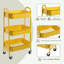 Storage Trolley on Wheels Rolling Kitchen for Books Room, 3 Tier Yellow