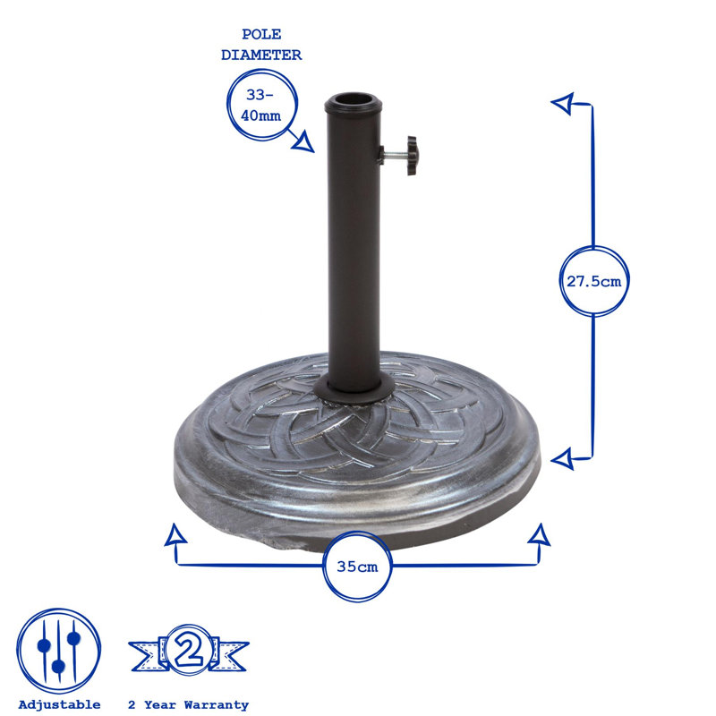 12.8kg Concrete Free Standing Umbrella Base, Grey