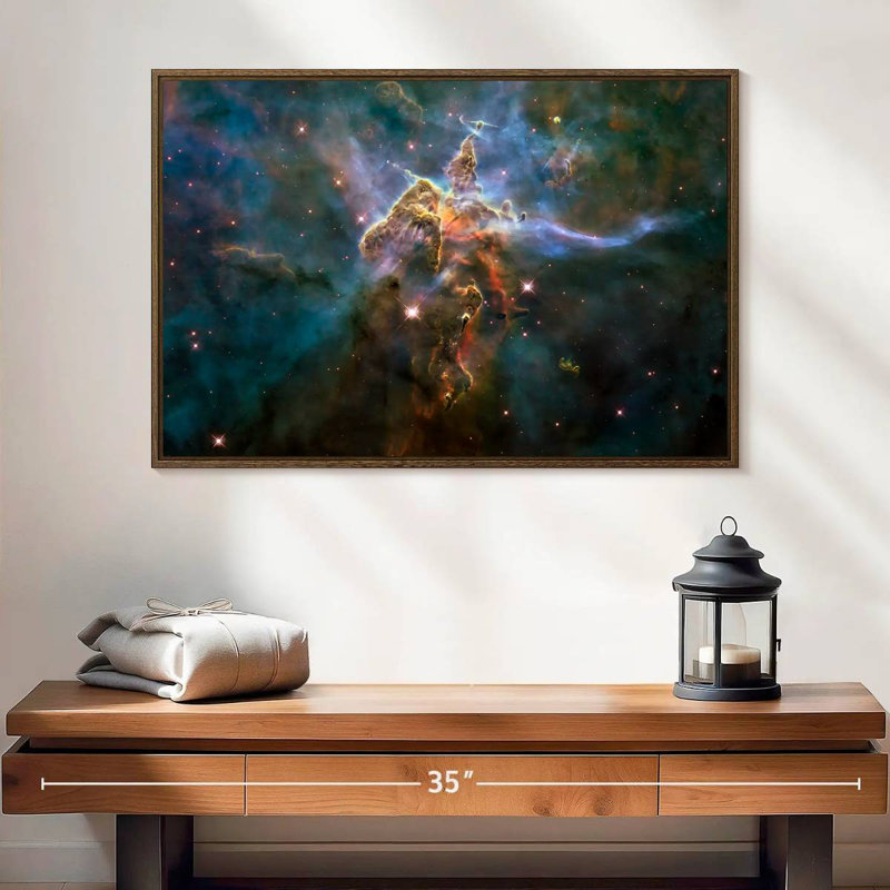 Carina Nebula Mystic Mountain, 25 po x 17 po, Cadre flottant noyer