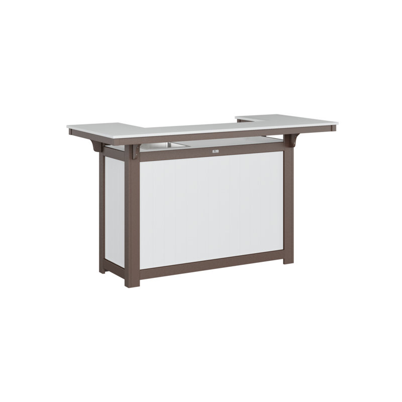 Outdoor Rectangle Bar Table, Chocolate Brown, White