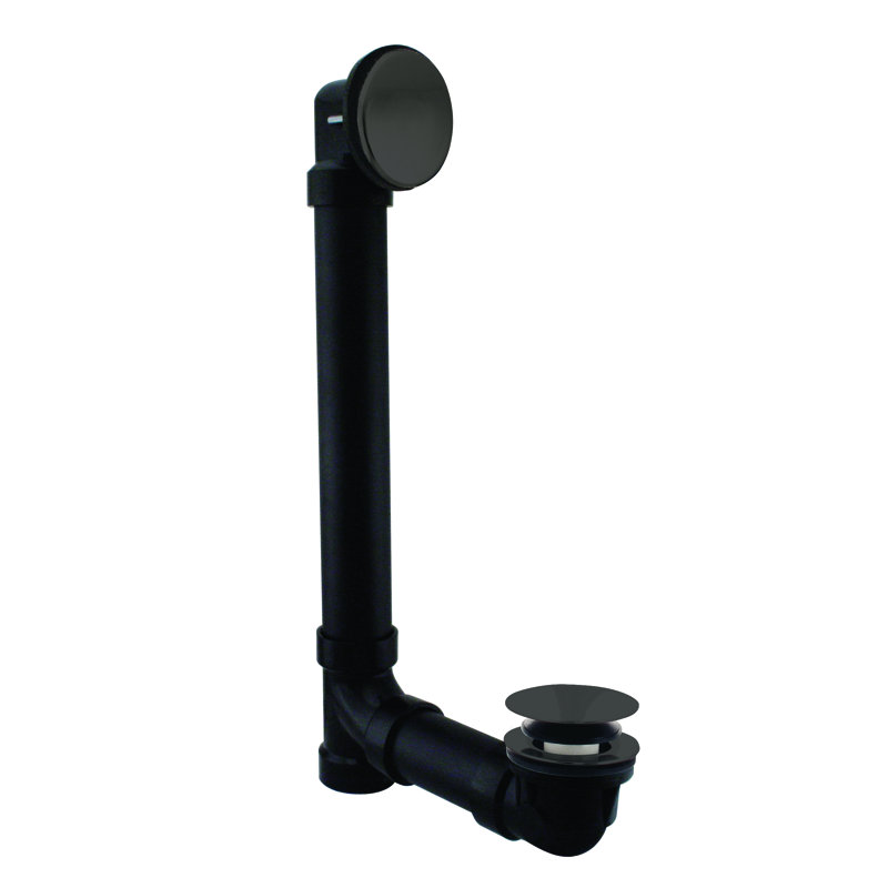 12 po et 4 po Drain de baignoire 40 pieds en ABS avec trop-plein sans débordement, Noir mat