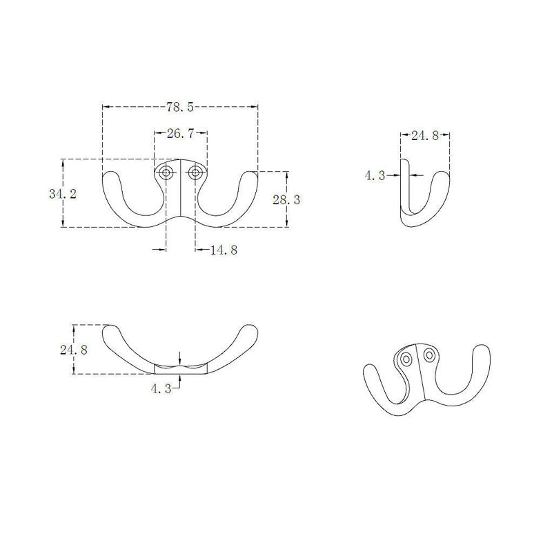Metal 2 - Hook Wall Hook, White