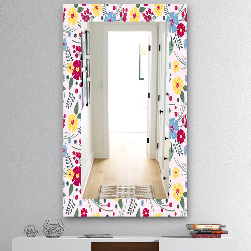 Miroir mural floral Mid-Century, H 39,4 po x l 29,5 po