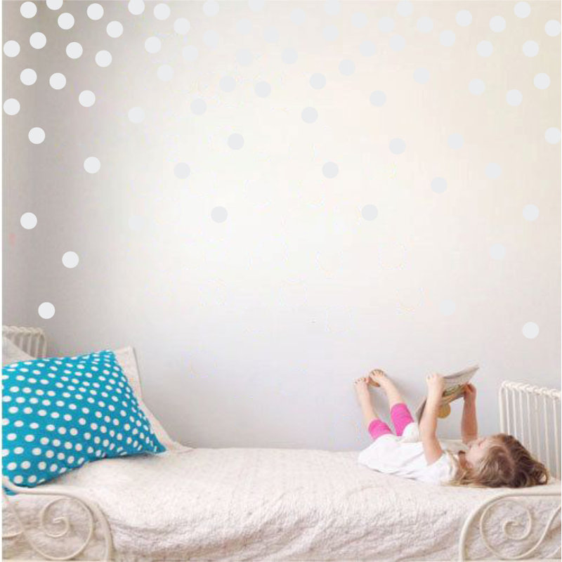Adhésif décoratif à pois, Blanc, H 24 po x l 39 po x P 0,01 po
