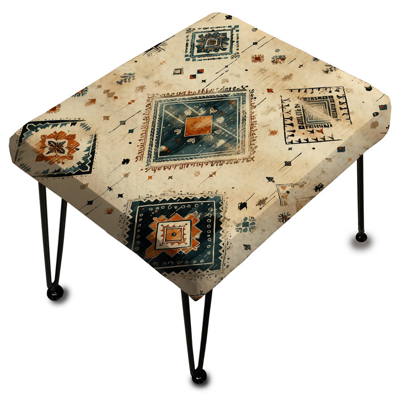 Beige rétro Nomad Ii Boho - repose-pieds rectangulaire géométrique